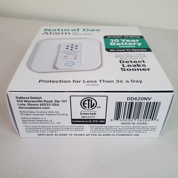 Denova Natural Gas Alarm W/Voice Alert 10 Yr Battery Powered Detector - OPEN BOX - Picture 9 of 14